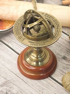 Antique Vintage Zodiac Armillary Brass Sphere Globe Astrology Horoscope Signs