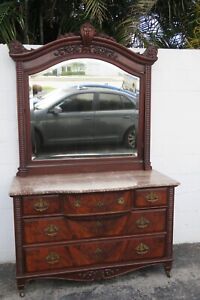 Victorian Late 1800s Marble Top Dresser Washstand Bathroom Vanity Cabinet 2989