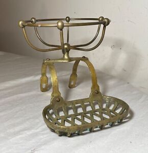 Antique Industrial Style Brass Tub Or Wall Bathroom Soap Sponge Fixture Holder