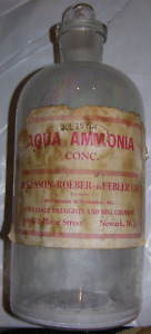 1938 Apothecary 12 5in Jar Glass Stopper Druggists Aqua Ammonia Conc Newark Nj