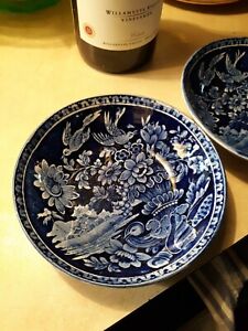 Set Of Four 6 Clews Staffordshire Dessert Dishes W Birds Oriental Building