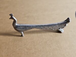 Rare Antique Victorian Silver Plate Peacock Knife Rest Figurine