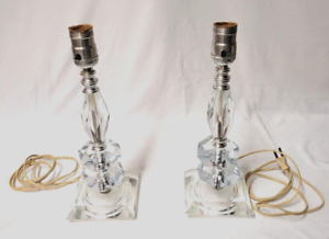 Vintage Pressed Solid Glass Cut Crystal Lamps 