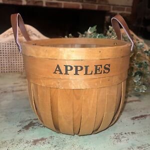 Wooden Split Weave Country Apple Bushel Produce Basket Farmhouse Decor 8 5 Tall
