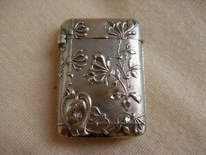 Antique French Solid Silver Vesta Case Art Nouveau
