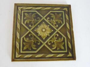 Antique Green Moulded Majolica Pattern Tile 6 X 6 2