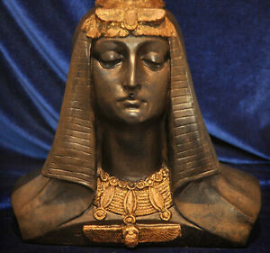 Egyptian Bust Cleopatra Goddess Deco Nouveau Relief Ormolu Winged Scarab