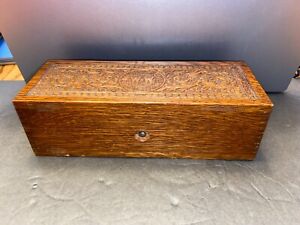 W W Wheeler Wilson Sewing Machine Carved Wooden Box Hinged Wood Box