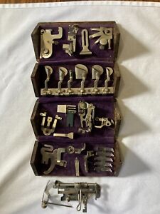Nice Vintage Singer Folding Puzzle Sewing Machine Attachments Box W Parts
