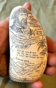 Scrimshaw Whale Tooth Reproduction Captain Kidd A Beautiful Super Details