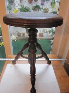 Antique Wooden Piano Stool By Chas Parker See Pics For Details