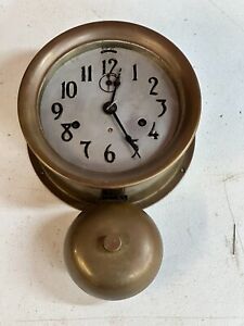 Antique Vintage Brass Ships Martime Bell Clock Seth Thomas Working 7 Inch Wall