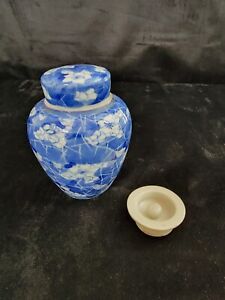 Antique Vintage Blue White Porcelain Prunus Ginger Jar W Insert