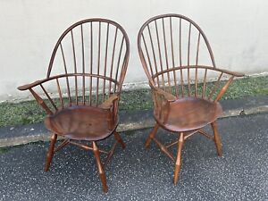 Pair Of D R Dimes Sack Back Armchairs With Bamboo Turnings