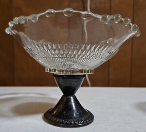 Sterling Silver Weighted Duchin Creation Glass Ruffled Edge Pedestal Candy Dish
