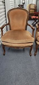 Chateau D Ax Louis Xv Bleached Wood And Velvet Chairs French Style