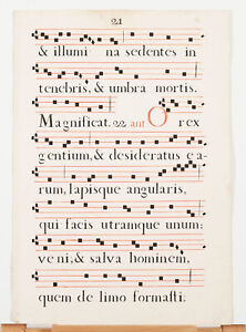 17th Century Antiphonal Music Two Sided Vellum Manuscript 18 12 Pages 21 22