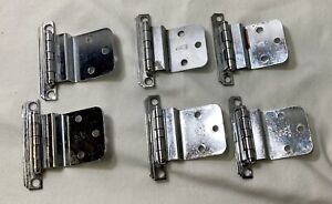 Vintage Chromium 3 8 Offset Cabinet Hinges 3 Pairs Art Deco Streamlined Stepped