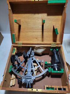 Vintage Tamaya Nautical Sextant With Wooden Box Maritime Navigational Instrument
