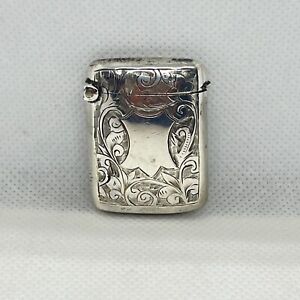 Antique Vesta Case Match Safe Sterling Silver Hallmarked 1900