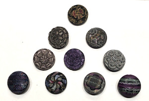 10 Small Victorian Glass Buttons Imitation Fabric 1 2 