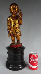 Antique Chinese Copper Gilt Bronze Young Buddha Child Boy Statue Ming 