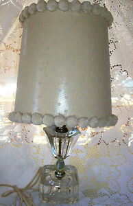 Vintage 1950s Hand Cut Lead Crystal Glass Lamp Brass With Shade