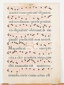 17th Century Antiphonal Music 2 Sided Vellum Manuscript 18 12 Pages 187 188