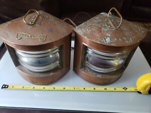 Old Ship Authentic Copper Nautical Twin Electric Lantern Lamp Made In England