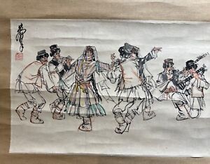 Chinese Watercolor Painting 13 1 4 X 8 3 4 Inches
