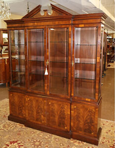 Hekman Federal Style Mahogany Bookcase Cabinet Breakfront