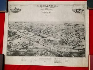 1866 Lansing Michigan Mi Capital Historic Panoramic Town Birdseye Map 1939 Repro
