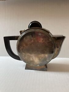 Vintage Art Deco Silver Plated Disc Teapot