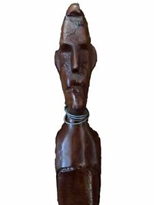 African Statue Hand Painted Carved Stick Figures Maasai African Decor Used