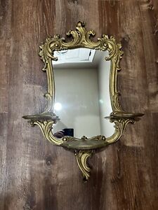 Giltwood Hand Carved Antique Wall Mirror 3 Shelves 