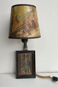 Vintage Handmade Wall Sconce Light Country Barn Horse Wagon Brass Mill Ooak