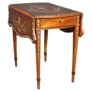 Rare Adams Paint Decorated English Pembroke Table Circa 1920