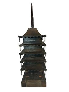 Japanese Old Vintage Wooden Five Storied Pagoda Accessory Case 