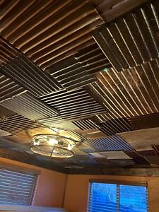 10 Pcs 2 X 2 40 Sq Ft Drop Ceiling Tiles Reclaimed Corrugated Barn Roofing