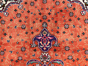 6x9 Antique Rug Hand Knotted Vintage Oriental Handmade Persimmon Coral Rust 7x10