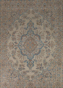 Ivory Medallion Floral Tebriz Living Room Area Rug 8x11 Hand Knotted Wool Carpet