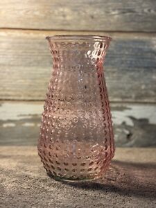 Hobnail 10 Vintage Marked Dps Xl Dots Pink Glass Retro Vase