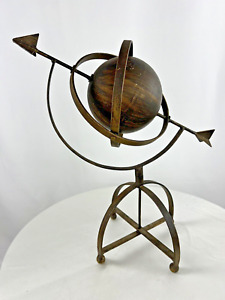 Large Cast Iron Metal Armillary Sphere With Arrow Globe Decor 18 Tall
