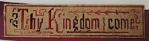 1800s Antique Paper Punch Sampler Cross Stitch Bookmark Thy Kingdom Come Bible