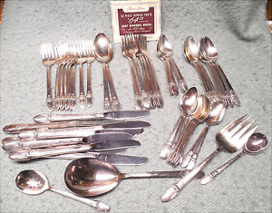 1847 Rogers First Love Silver Plate Flatware 54 Pieces Service For 8 Serving