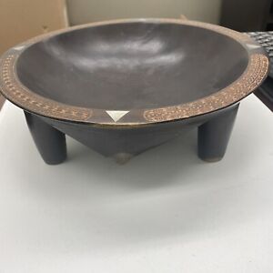 Fiji Ceremonial Kava Bowl Dish Hand Carved Mother Of Pearl 12 Oceanic Art