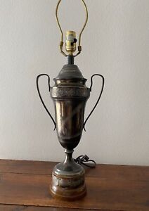 One Of A Kind Silver Plate Engraved Loving Cup Golf Trophy Lamp