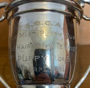 Fox Terrier Dog Vintage Silver Plate Trophy Loving Cup Trophies