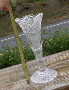 Hoare American Brilliant Clear Cut Glass 8 Ftd Trumpet Vase