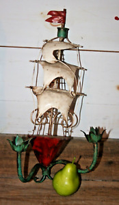 Rare Vintage Nautical Italian Tole Ship Boat Candle Holder Sconce By Florentia